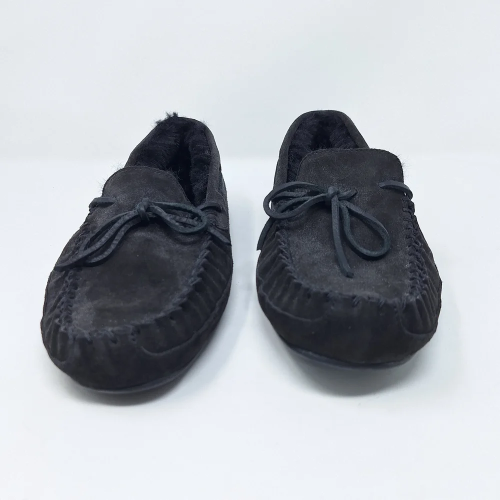 Coach Black Suede Faux Fur Lined Slippers